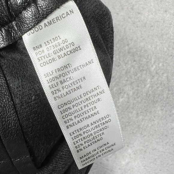 Good American Women’s 4 Wide Leg Faux Leather Pants Black Shiny Drawstring NWT - Picture 12 of 13